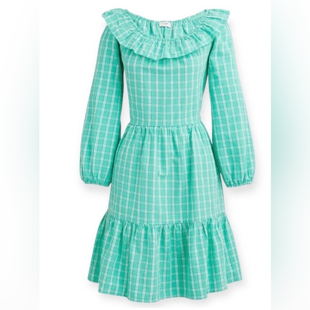 J. Crew Seersucker Ruffleneck Mini Dress, Coastal Preppy, BEAUTIFUL dress